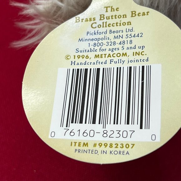 The Brass Button Bear Blossom Bear of Wealth Collection Stuffed Plush Pickford B - Picture 7 of 11